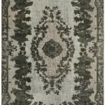 Oyma Gri Pamuk Üzerine Yün El Dokuma Kilim-168x260