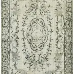 Oyma Gri Pamuk Üzerine Yün El Dokuma Kilim-184x283