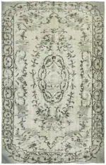 Oyma Gri Pamuk Üzerine Yün El Dokuma Kilim-184x283