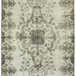 Oyma Gri Pamuk Üzerine Yün El Dokuma Kilim-159x278