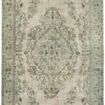 Oyma Gri Pamuk Üzerine Yün El Dokuma Kilim-173x291