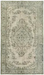 Oyma Gri Pamuk Üzerine Yün El Dokuma Kilim-173x291