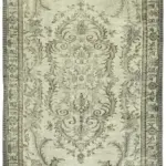 Oyma Gri Pamuk Üzerine Yün El Dokuma Kilim-153x288