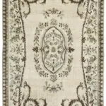 Oyma Gri Pamuk Üzerine Yün El Dokuma Kilim-164x281