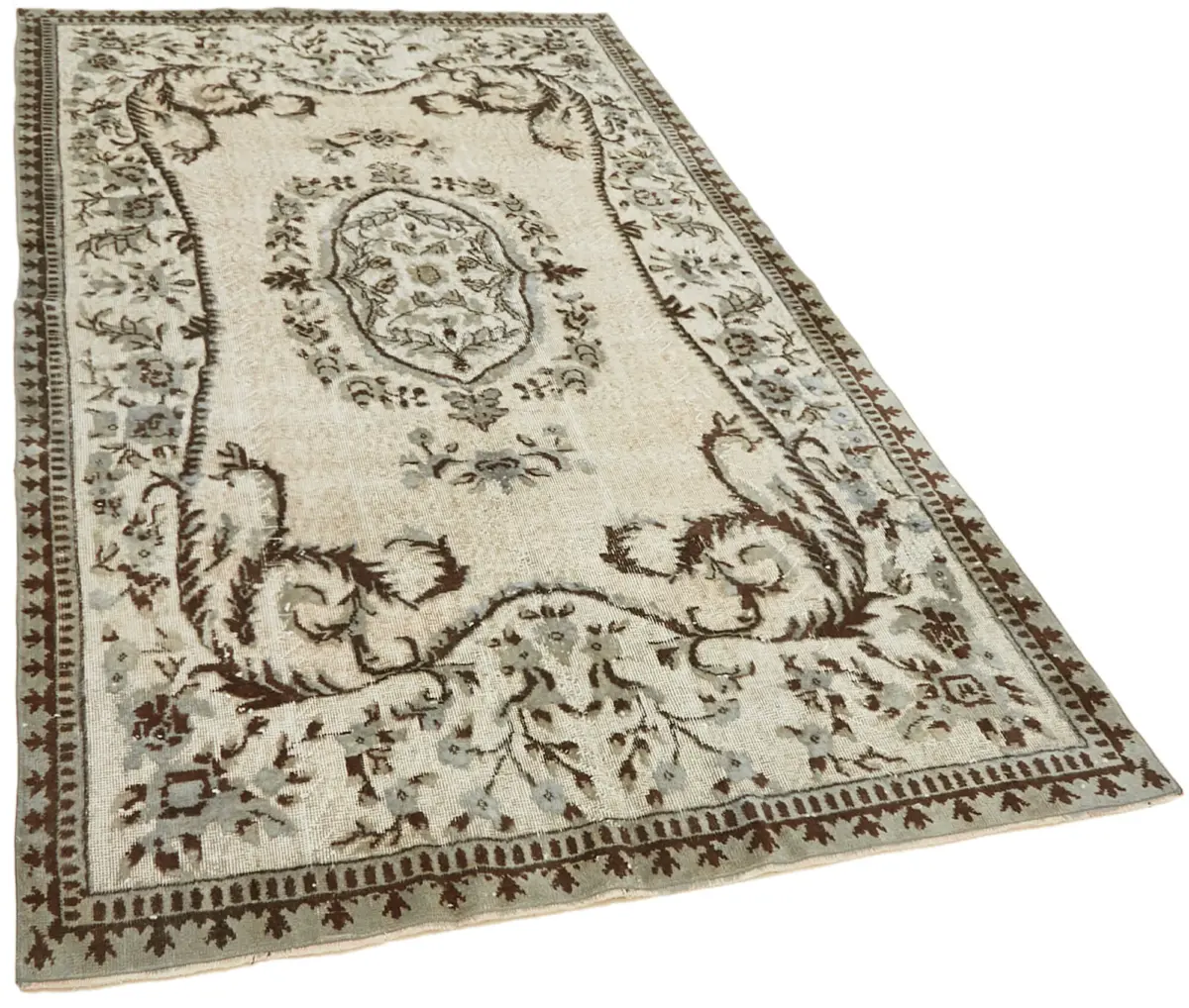 Oyma Gri Pamuk Üzerine Yün El Dokuma Kilim-164x281 - Görsel 2