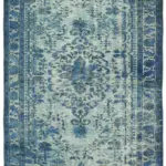 Oyma Mavi Pamuk Üzerine Yün El Dokuma Kilim-173x268