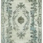 Oyma Mavi Pamuk Üzerine Yün El Dokuma Kilim-185x295