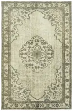 Oyma Gri Pamuk Üzerine Yün El Dokuma Kilim-169x259