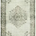 Oyma Gri Pamuk Üzerine Yün El Dokuma Kilim-156x264