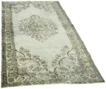 Oyma Gri Pamuk Üzerine Yün El Dokuma Kilim-156x264 - Görsel 2