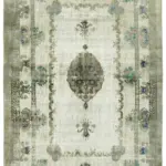 Oyma Gri Pamuk Üzerine Yün El Dokuma Kilim-182x280