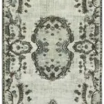 Oyma Gri Pamuk Üzerine Yün El Dokuma Kilim-200x314