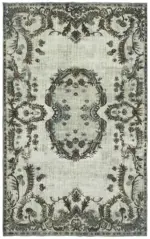 Oyma Gri Pamuk Üzerine Yün El Dokuma Kilim-200x314