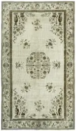 Oyma Gri Pamuk Üzerine Yün El Dokuma Kilim-188x317