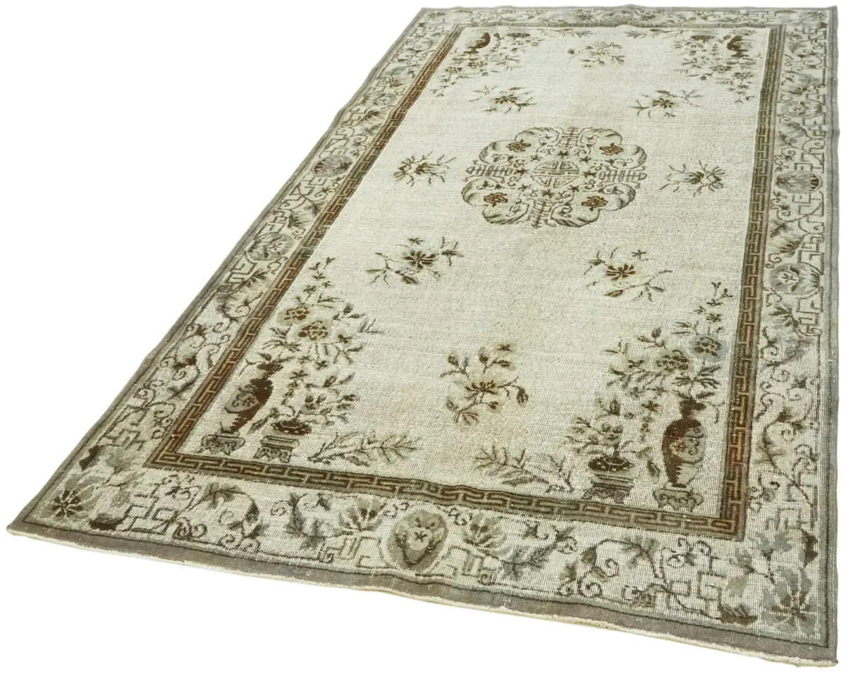 Oyma Gri Pamuk Üzerine Yün El Dokuma Kilim-188x317 - Görsel 3