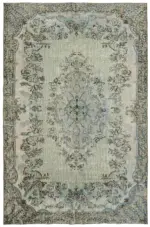 Oyma Mavi Pamuk Üzerine Yün El Dokuma Kilim-200x300