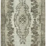 Oyma Gri Pamuk Üzerine Yün El Dokuma Kilim-170x298