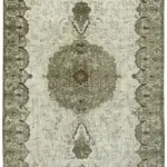 Oyma Gri Pamuk Üzerine Yün El Dokuma Kilim-185x276