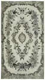 Oyma Mavi Pamuk Üzerine Yün El Dokuma Kilim-173x290