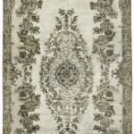 Oyma Gri Pamuk Üzerine Yün El Dokuma Kilim-171x283