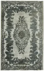 Oyma Gri Pamuk Üzerine Yün El Dokuma Kilim-181x288