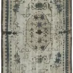 Oyma Gri Pamuk Üzerine Yün El Dokuma Kilim-175x282