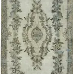 Oyma Mavi Pamuk Üzerine Yün El Dokuma Kilim-177x320