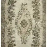 Oyma Gri Pamuk Üzerine Yün El Dokuma Kilim-186x292