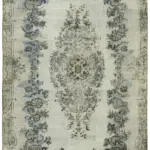 Oyma Mavi Pamuk Üzerine Yün El Dokuma Kilim-173x284