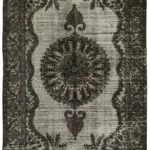 Oyma Gri Pamuk Üzerine Yün El Dokuma Kilim-175x302