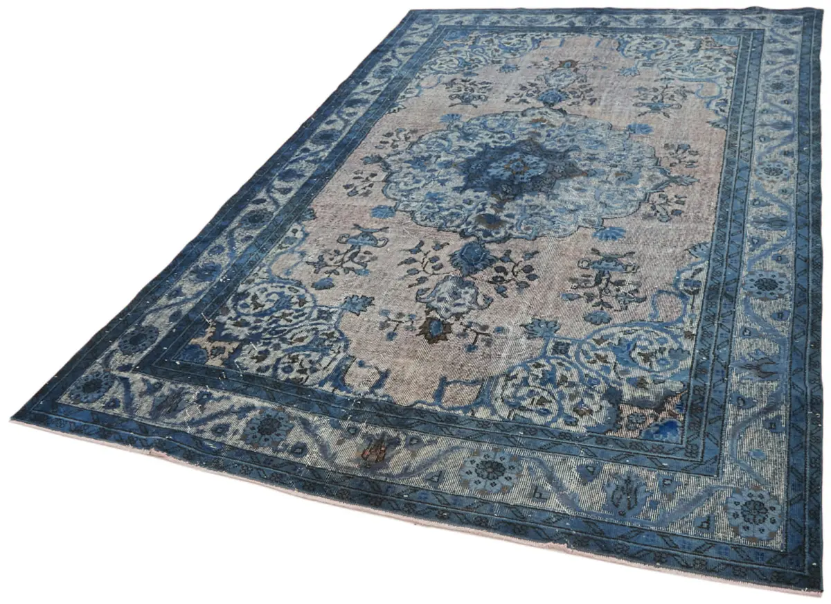 Oyma Mavi Pamuk Üzerine Yün El Dokuma Kilim-206x316 - Görsel 3