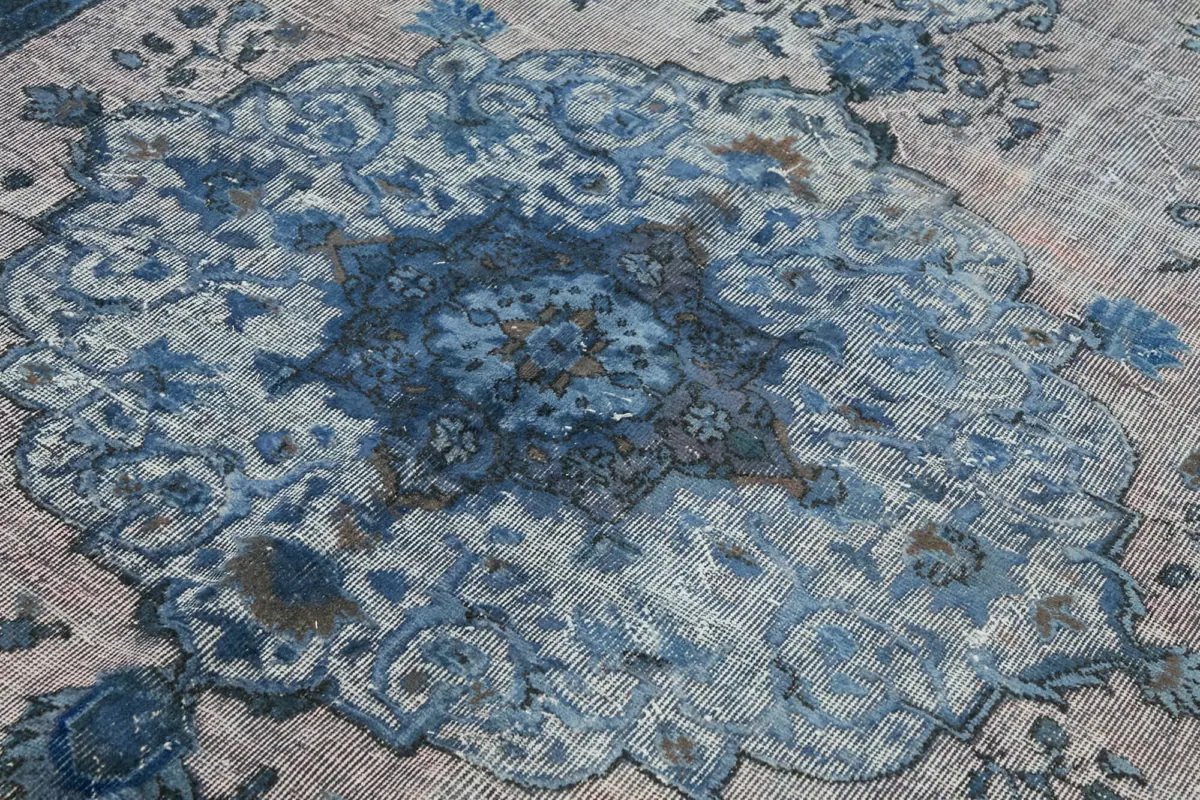 Oyma Mavi Pamuk Üzerine Yün El Dokuma Kilim-206x316 - Görsel 5