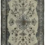 Oyma Gri Pamuk Üzerine Yün El Dokuma Kilim-203x324