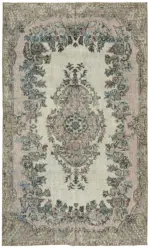 Oyma Mavi Pamuk Üzerine Yün El Dokuma Kilim-180x294
