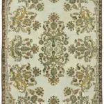 Oyma Yeşil Pamuk Üzerine Yün El Dokuma Kilim-186x302