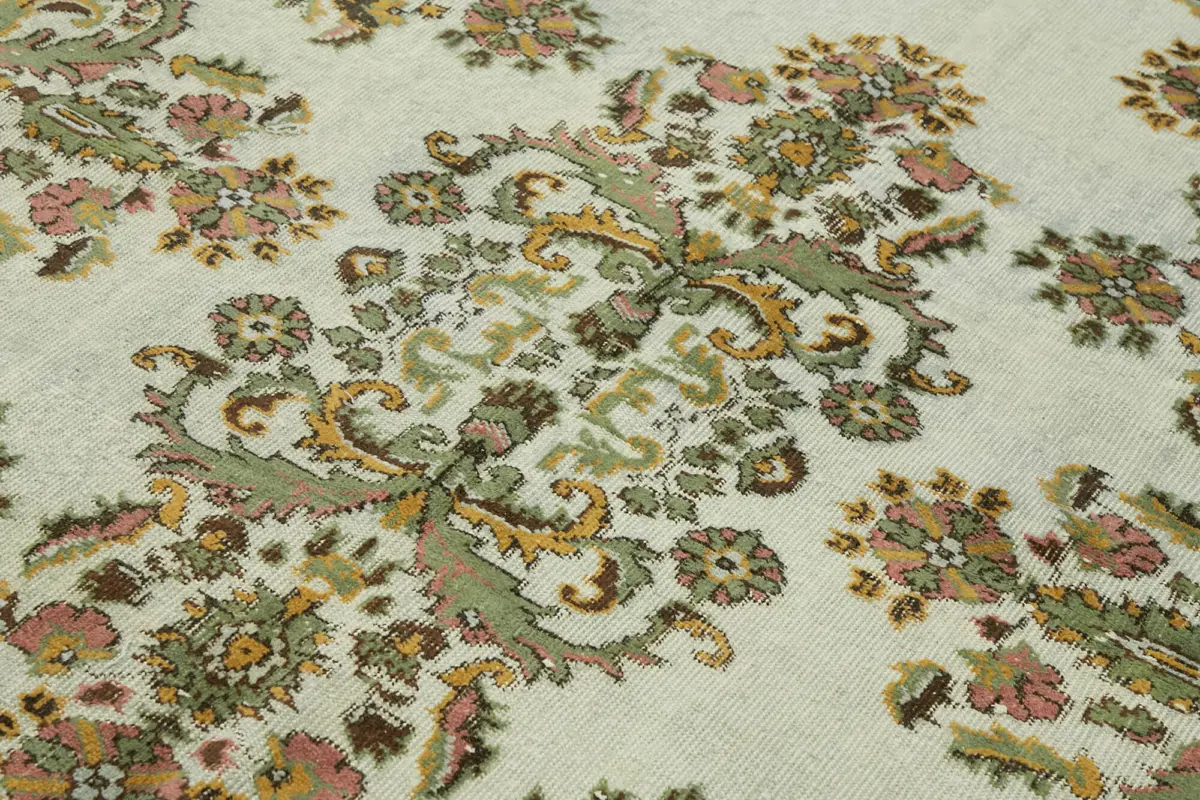 Oyma Yeşil Pamuk Üzerine Yün El Dokuma Kilim-186x302 - Görsel 5