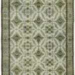Oyma Yeşil Pamuk Üzerine Yün El Dokuma Kilim-163x306