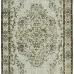 Oyma Gri Pamuk Üzerine Yün El Dokuma Kilim-182x309