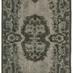 Oyma Gri Pamuk Üzerine Yün El Dokuma Kilim-190x302