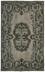 Oyma Gri Pamuk Üzerine Yün El Dokuma Kilim-190x302