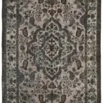 Oyma Gri Pamuk Üzerine Yün El Dokuma Kilim-176x298