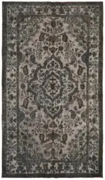 Oyma Gri Pamuk Üzerine Yün El Dokuma Kilim-176x298