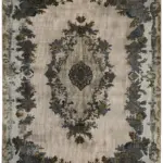 Oyma Gri Pamuk Üzerine Yün El Dokuma Kilim-217x313