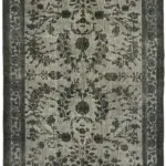 Oyma Gri Pamuk Üzerine Yün El Dokuma Kilim-182x288