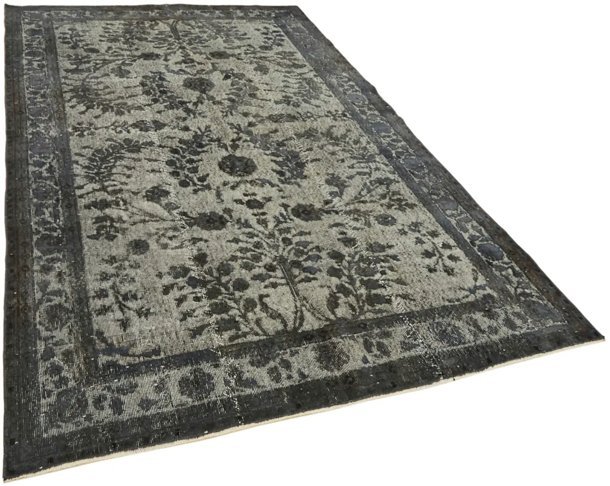 Oyma Gri Pamuk Üzerine Yün El Dokuma Kilim-182x288 - Görsel 2