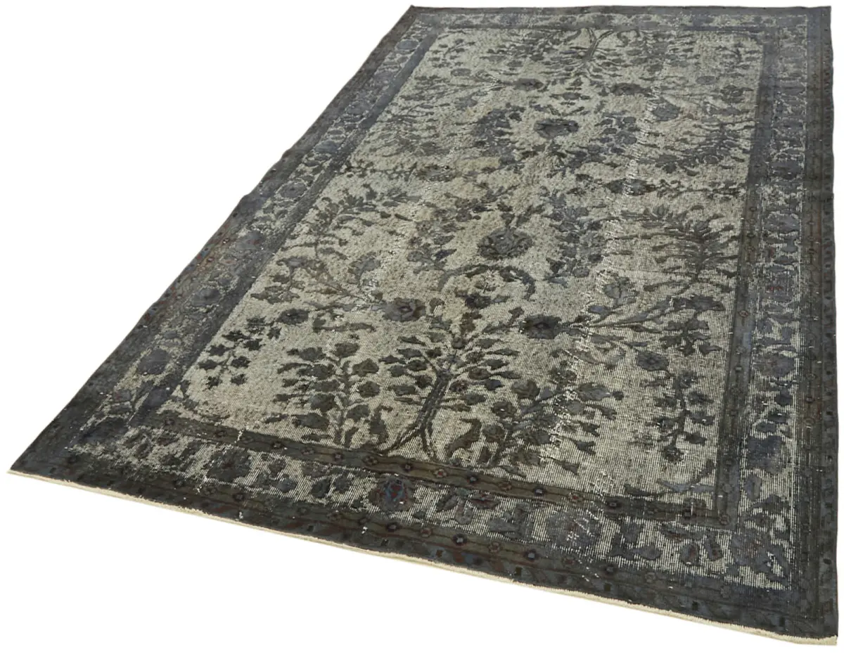 Oyma Gri Pamuk Üzerine Yün El Dokuma Kilim-182x288 - Görsel 3