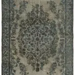 Oyma Gri Pamuk Üzerine Yün El Dokuma Kilim-165x274