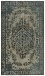 Oyma Gri Pamuk Üzerine Yün El Dokuma Kilim-165x274