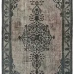 Oyma Gri Pamuk Üzerine Yün El Dokuma Kilim-158x267
