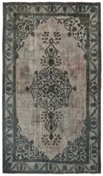 Oyma Gri Pamuk Üzerine Yün El Dokuma Kilim-158x267